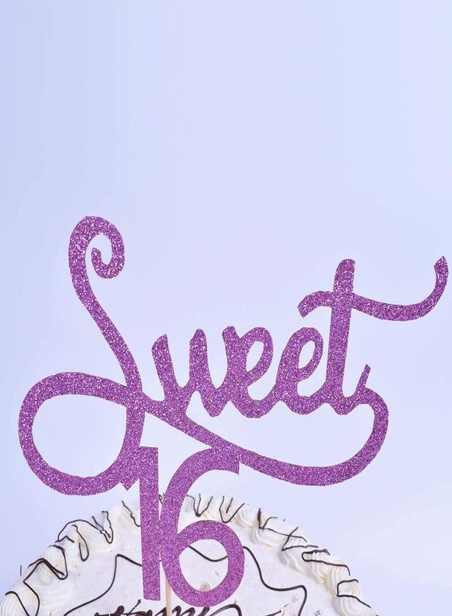 YUINYO SWEET 16 Glitter Happy Birthday Cake topper - Forever 16 Party Favors - 18th Birthday Party Decoration-16th Anniversary Party Decoration quality acrylic Gold (purple) - Image 4